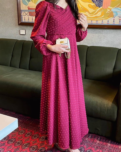 Maroon Brouchia Georgette | Long Dress