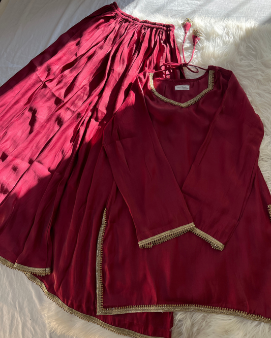 Red Sheesha Silk 3 Pcs Suit - Most Trending Eid