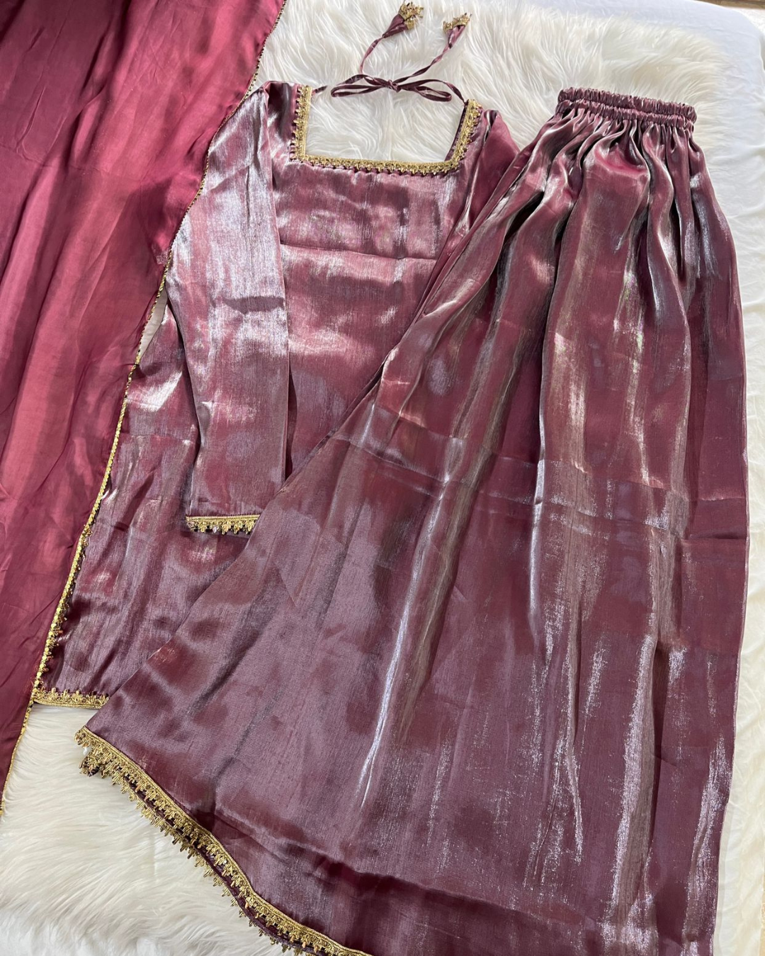 Plum Sheesha Silk 3 Pcs Suit - Most Trending Eid