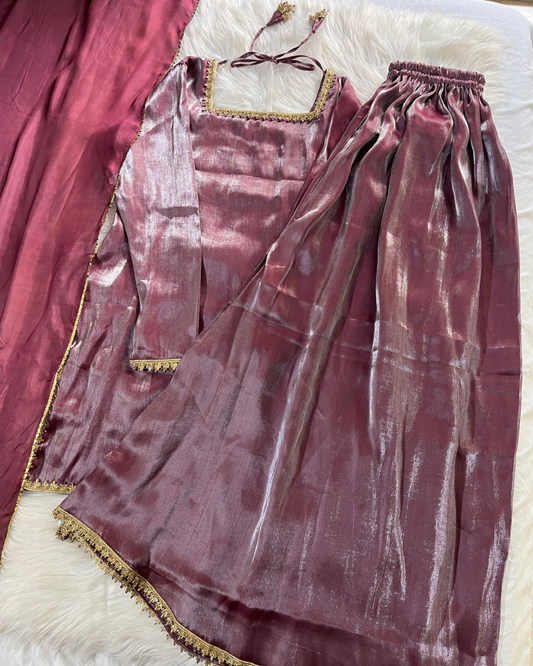 Plum Sheesha Silk 3 Pcs Suit - Most Trending Eid