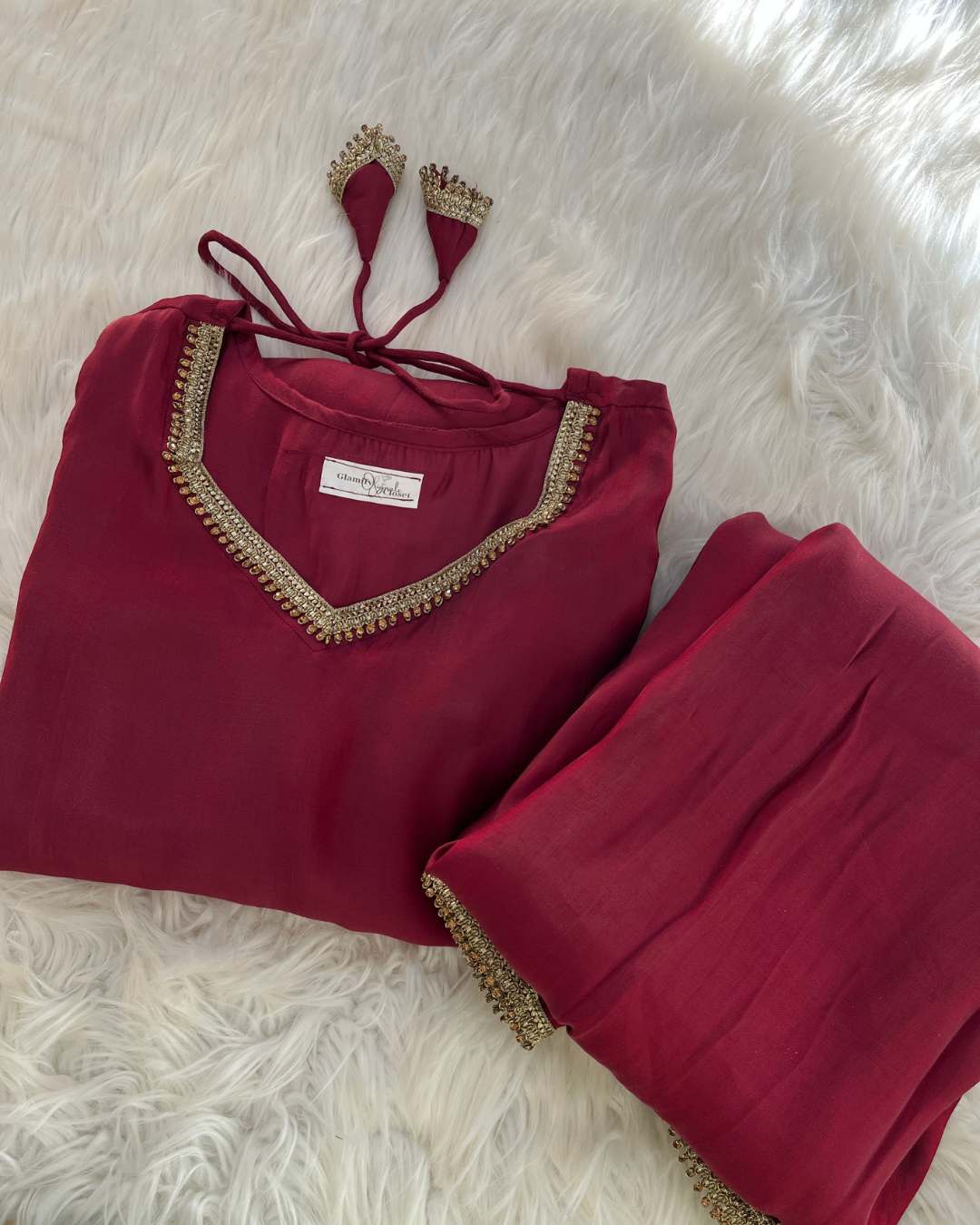 Red Sheesha Silk 3 Pcs Suit - Most Trending Eid