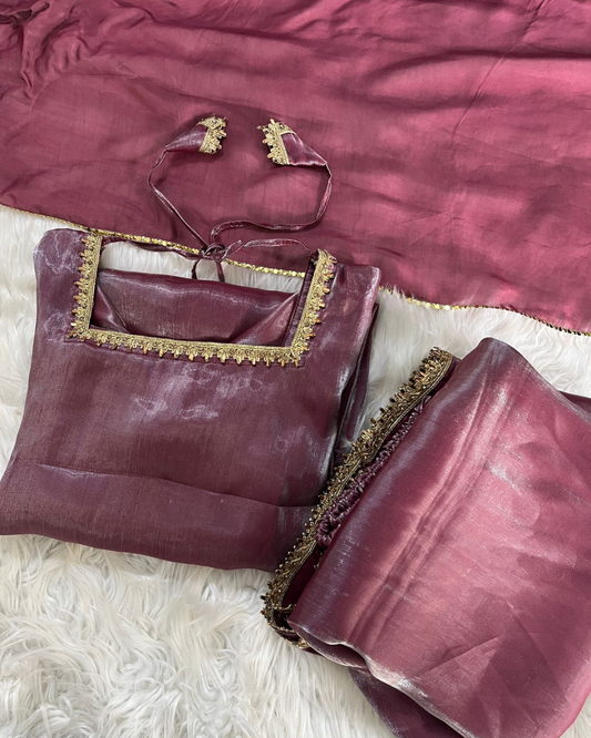 Plum Sheesha Silk 3 Pcs Suit - Most Trending Eid