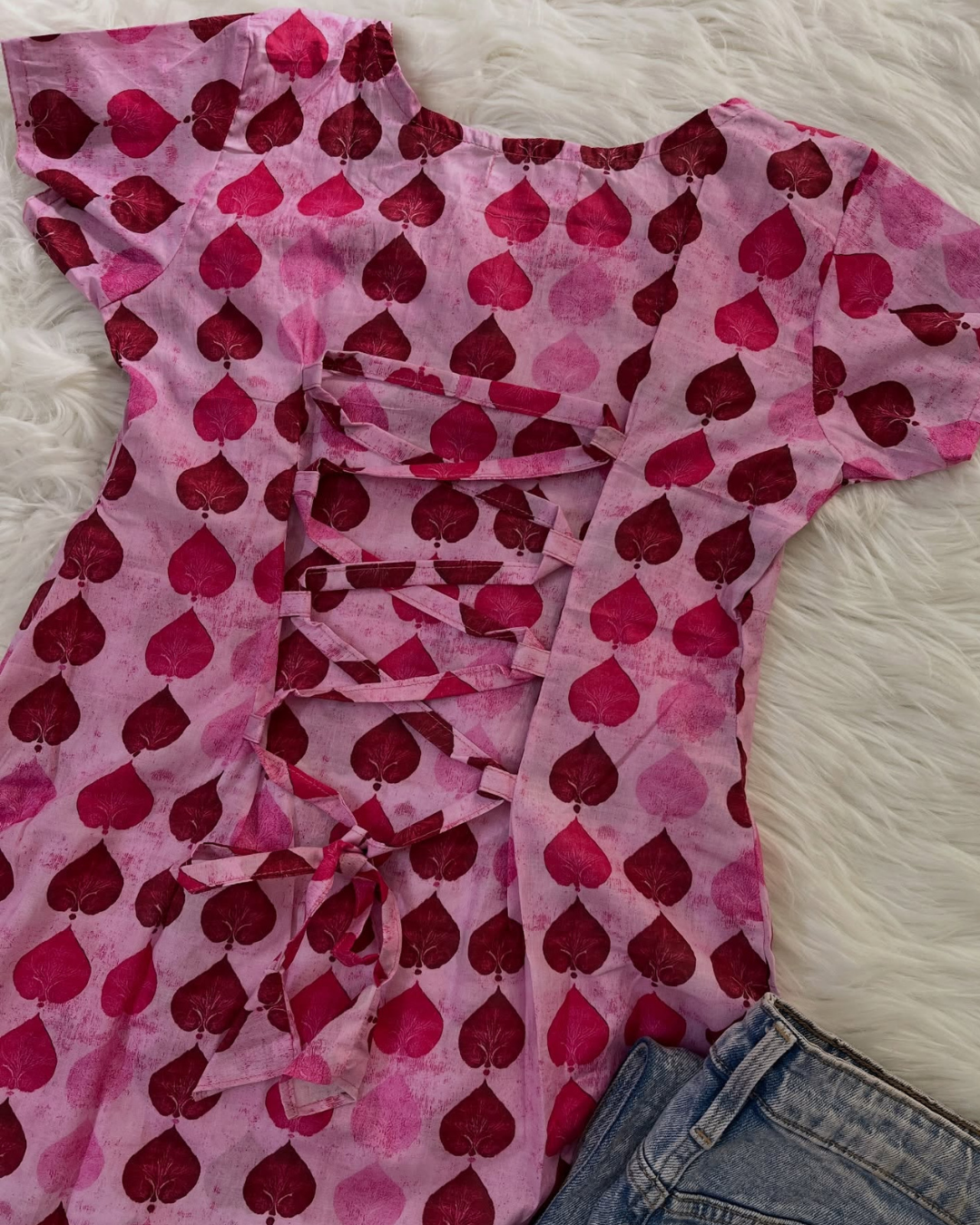 Pink Aces -  Corset Back Kurti Lawn