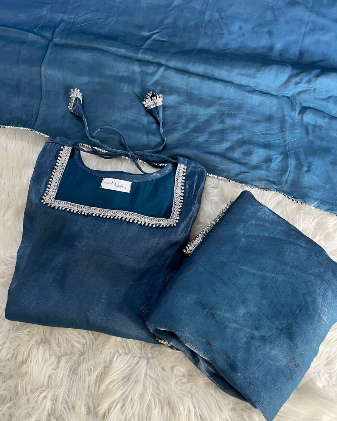 Electric Blue Sheesha Silk 3 Pcs Suit - Most Trending Eid