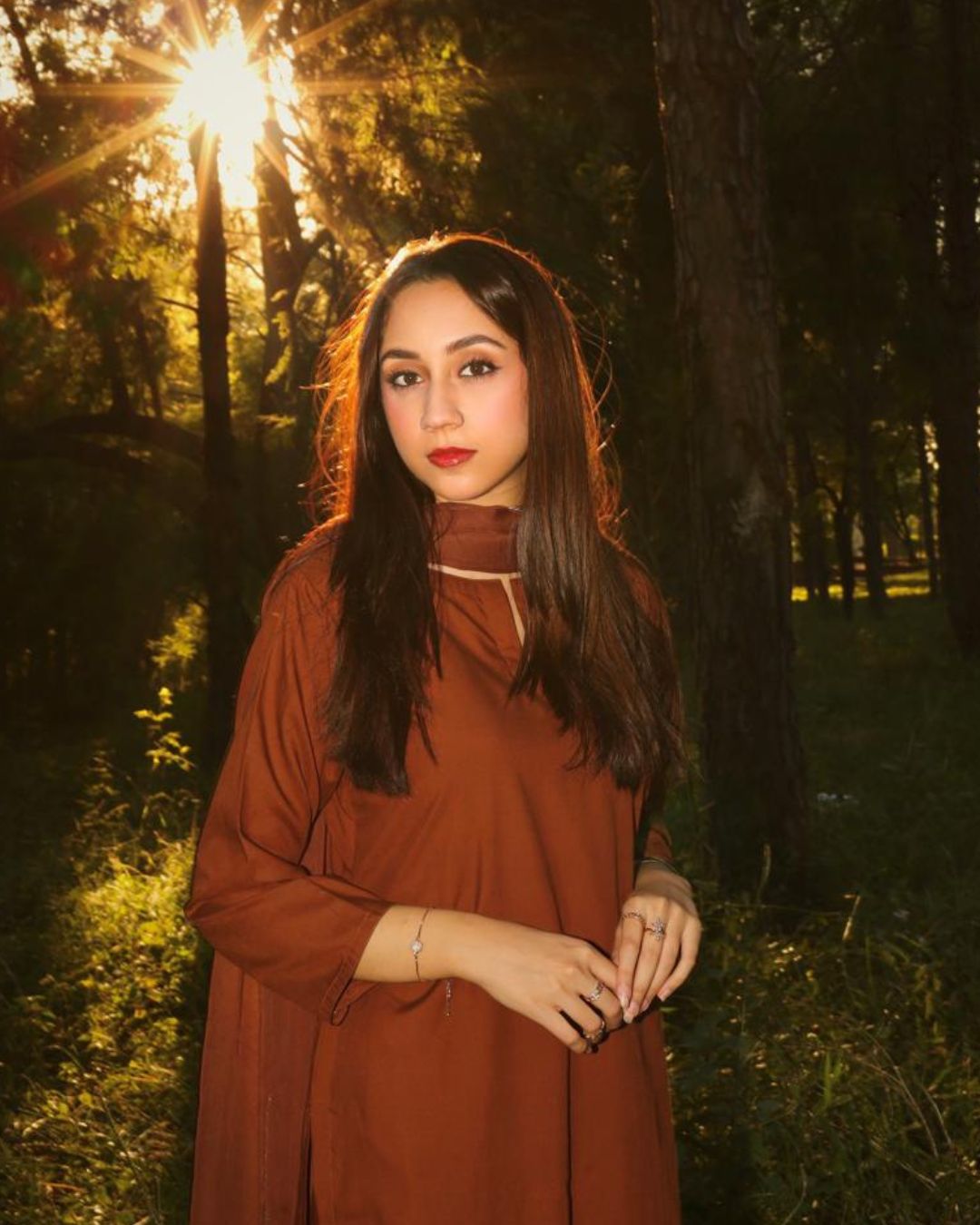 Viral Brown Double Georgette - 3 Pcs Suit