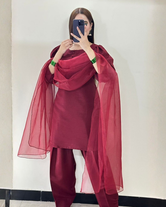 Deep Maroon Farshi Set