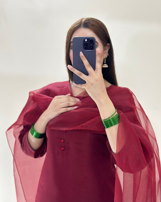 Deep Maroon Farshi Set