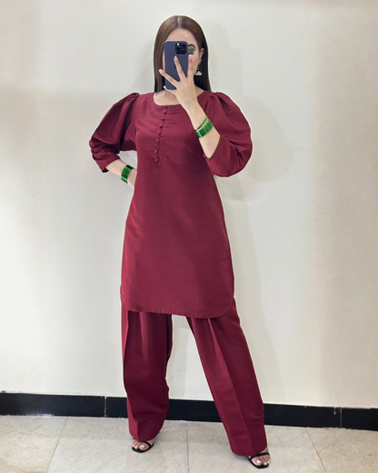 Deep Maroon Farshi Set