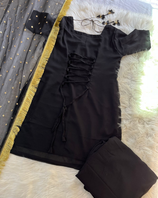 Ghazal 2.0 - CORSET BACK SHIRT WITH WIDE LEG TROUSER 3Pcs