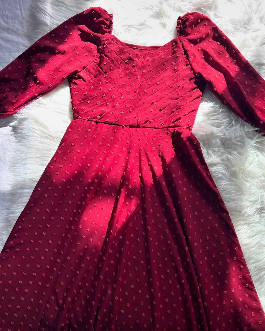 Maroon Brouchia Georgette | Long Dress