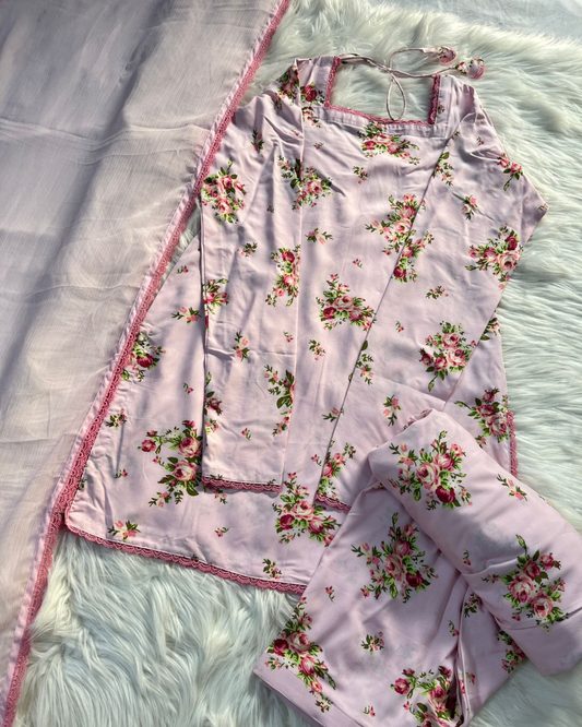 Pink Floral Lawn | Patiyala shalwar kameez