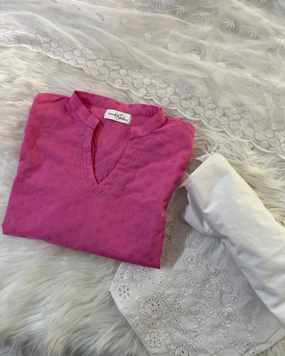 Pink Chikankari Farshi - 3 Pcs Suit