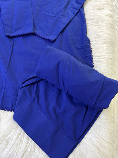 Royal Blue Lawn Farshi 2 Pcs Set - Summer Arrivals