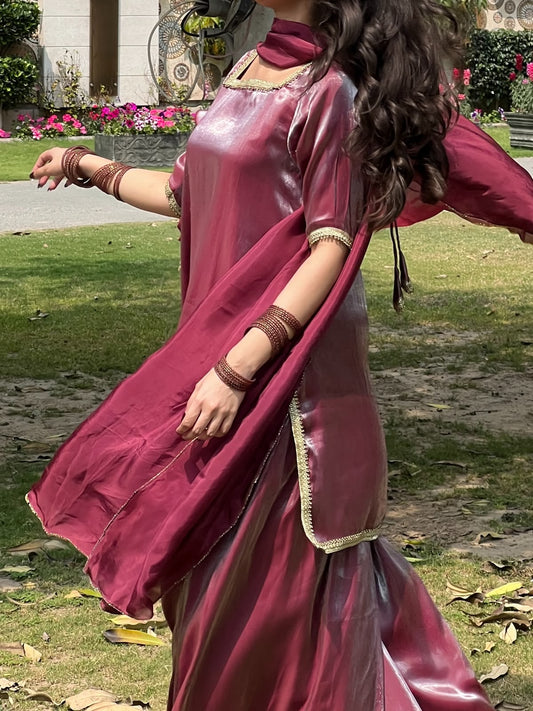 Plum Sheesha Silk 3 Pcs Suit - Most Trending Eid