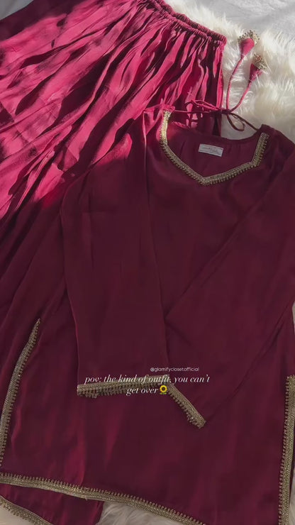 Red Sheesha Silk 3 Pcs Suit - Most Trending Eid