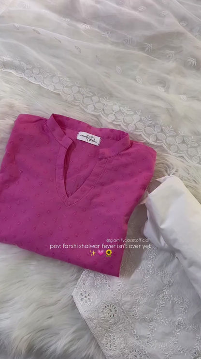 Pink Chikankari Farshi - 3 Pcs Suit