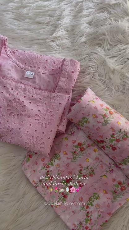 Rosé Chikankari Set - (3 PCs)