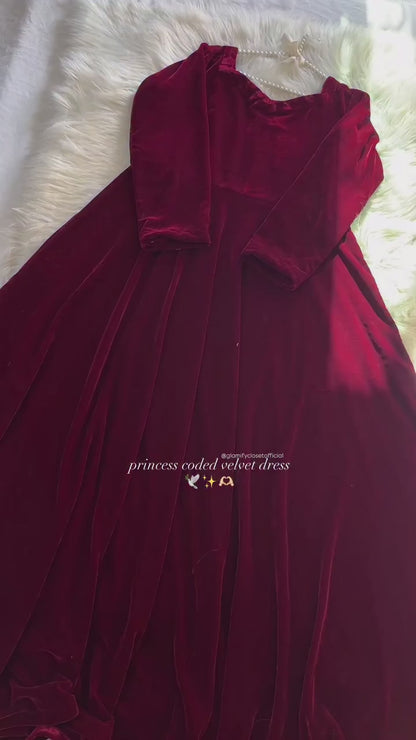 Premium Red Velet - Long Frock