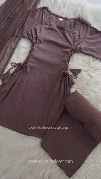 Mocha Brouchia Linen Side Corset - 3 PC