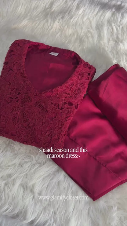 Maroon Quraishia Farshi - 2 PC